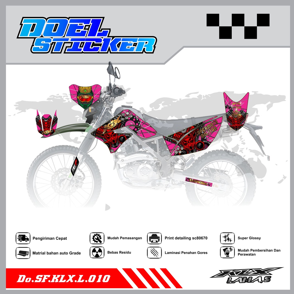 Sticker Striping Honda KLX L , S Lama List Variasi Hologram , Crome Doel 010