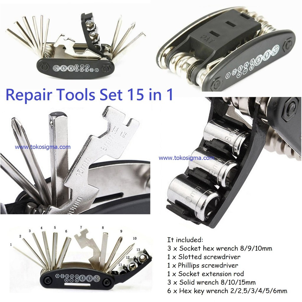 Obeng Set 15 in 1 Multi-function EDC Lipat Kunci L Repair Tool Mur