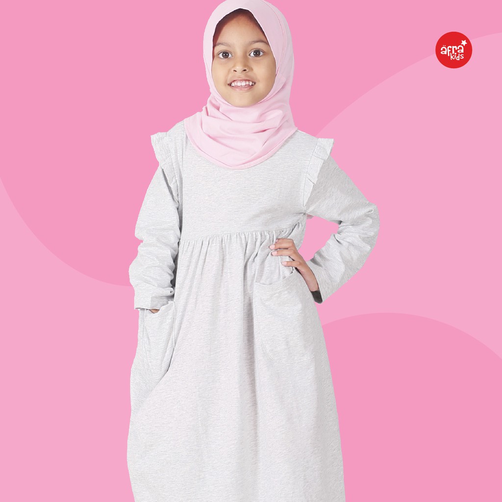 Gamis Anak Afrakids AFRA - GA001 Abu Misty - Baju Muslim Anak Perempuan