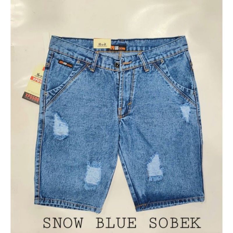 Celana Jeans Pendek Pria Snow Variasi Sobek