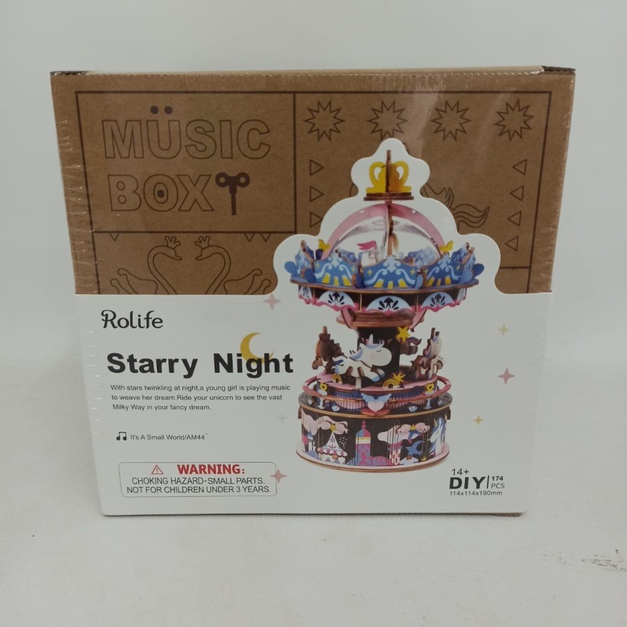 ROLIFE Robotime Diy Music Box Starry Night Am44 Perfect Gift For Your Love One