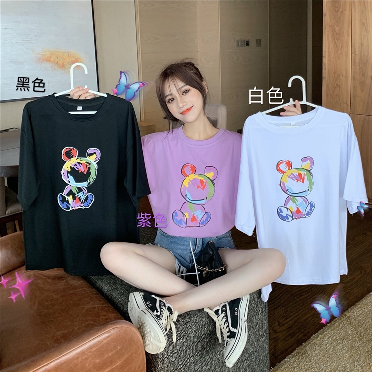 MYSTIQUE.ID-BAJU KAOS CRAYON BEAR T-SHIRT LUCU DAN AESTHETIC