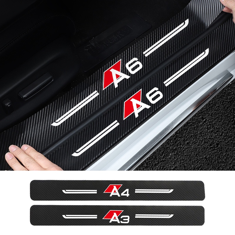 Stiker Pelindung Pintu Mobil Bahan Kulit Carbon Fiber Untuk Audi A3 A4 A5 A6 A7 Q3 Q5 Q7