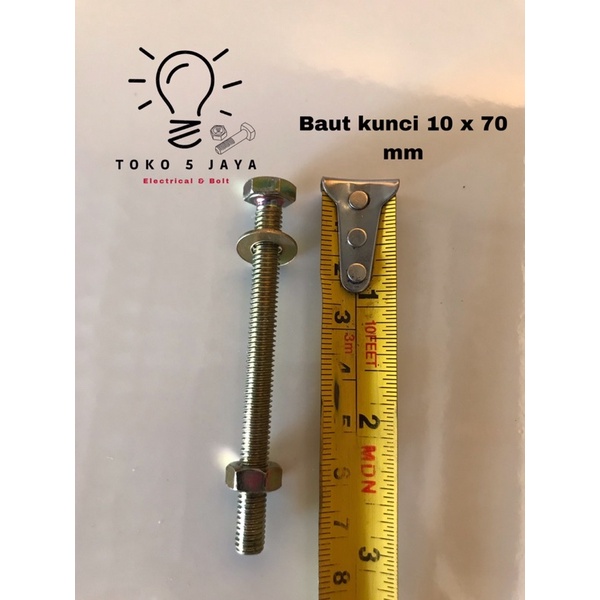 baut m6x70 / m6x70mm / baut halus / baut kuning hexa / baut kunci 10 / m6