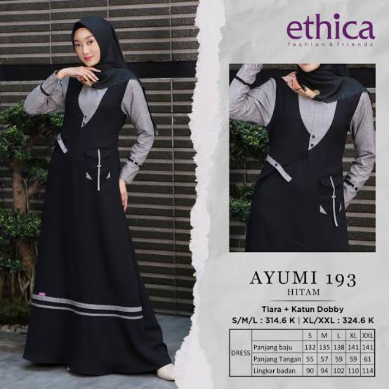 Gamis Wanita Ethica Ayumi 193 Hitam