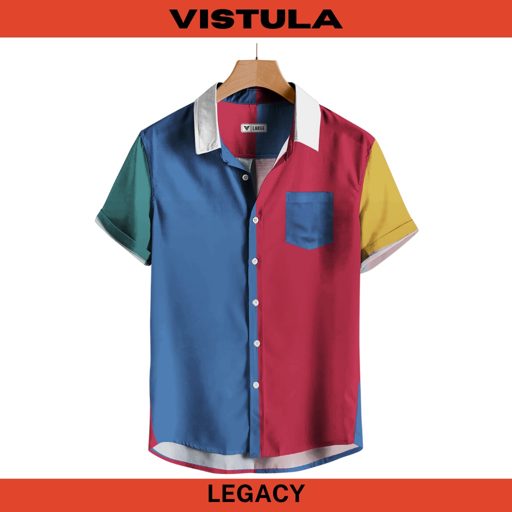 Kemeja Pantai Lengan Pendek Pria Color Block Series - LEGACY