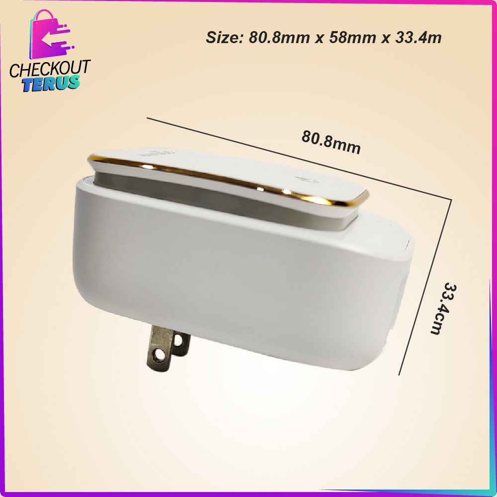 CT C464 Charger 3 USB Pengisi daya Adaptor Port Charger USB dengan Lampu Led Tidur Hemat Energi