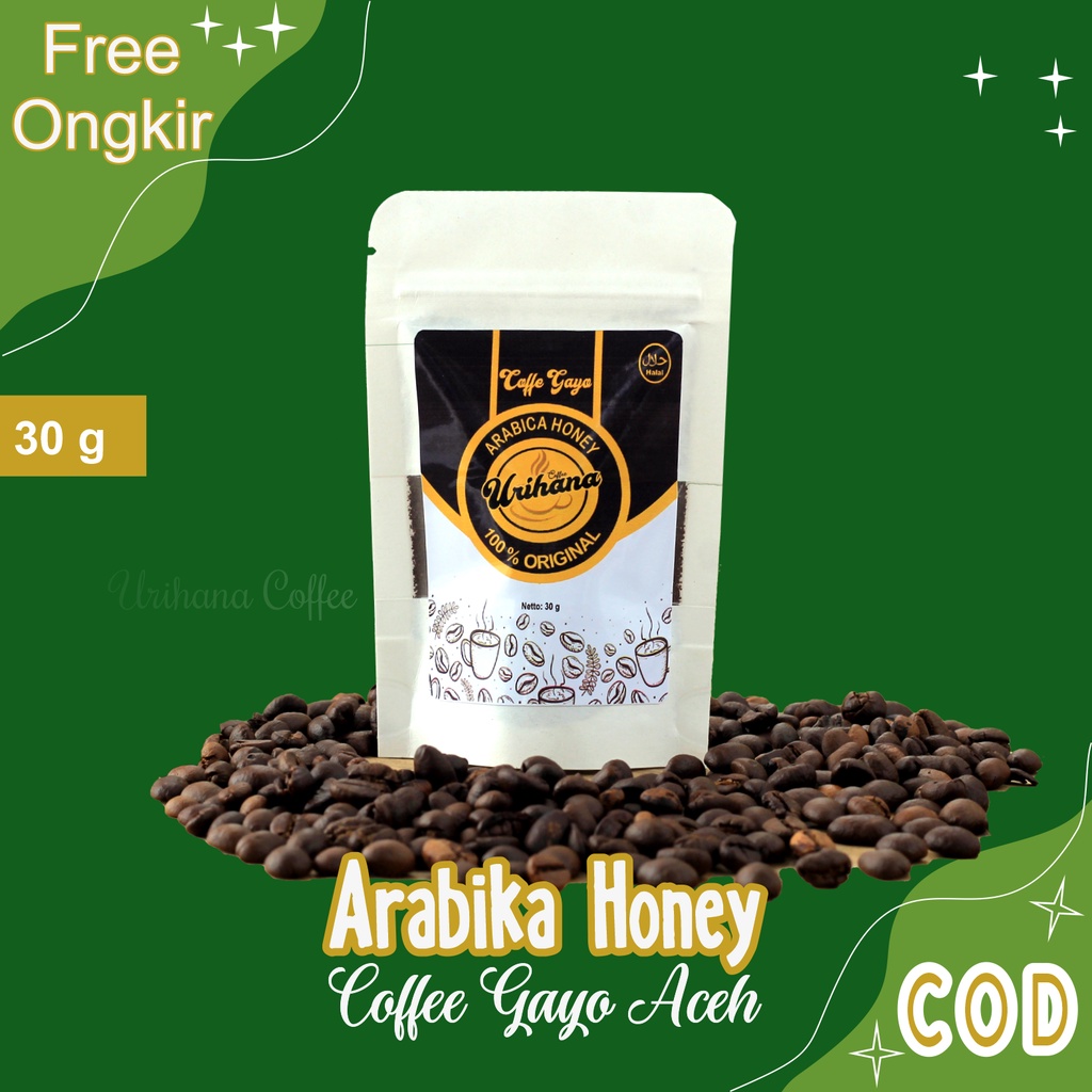 

Kopi Bubuk Gayo Arabika Aceh Minuman Kekinian Arabica Coffee Asli Murni Original 100% Honey Urihana 30 Gram