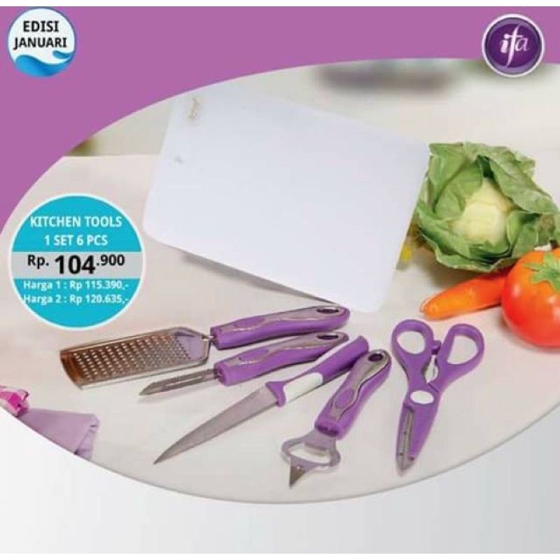 pisau set ichef/kitchen tools 1 set isi 6 pcs