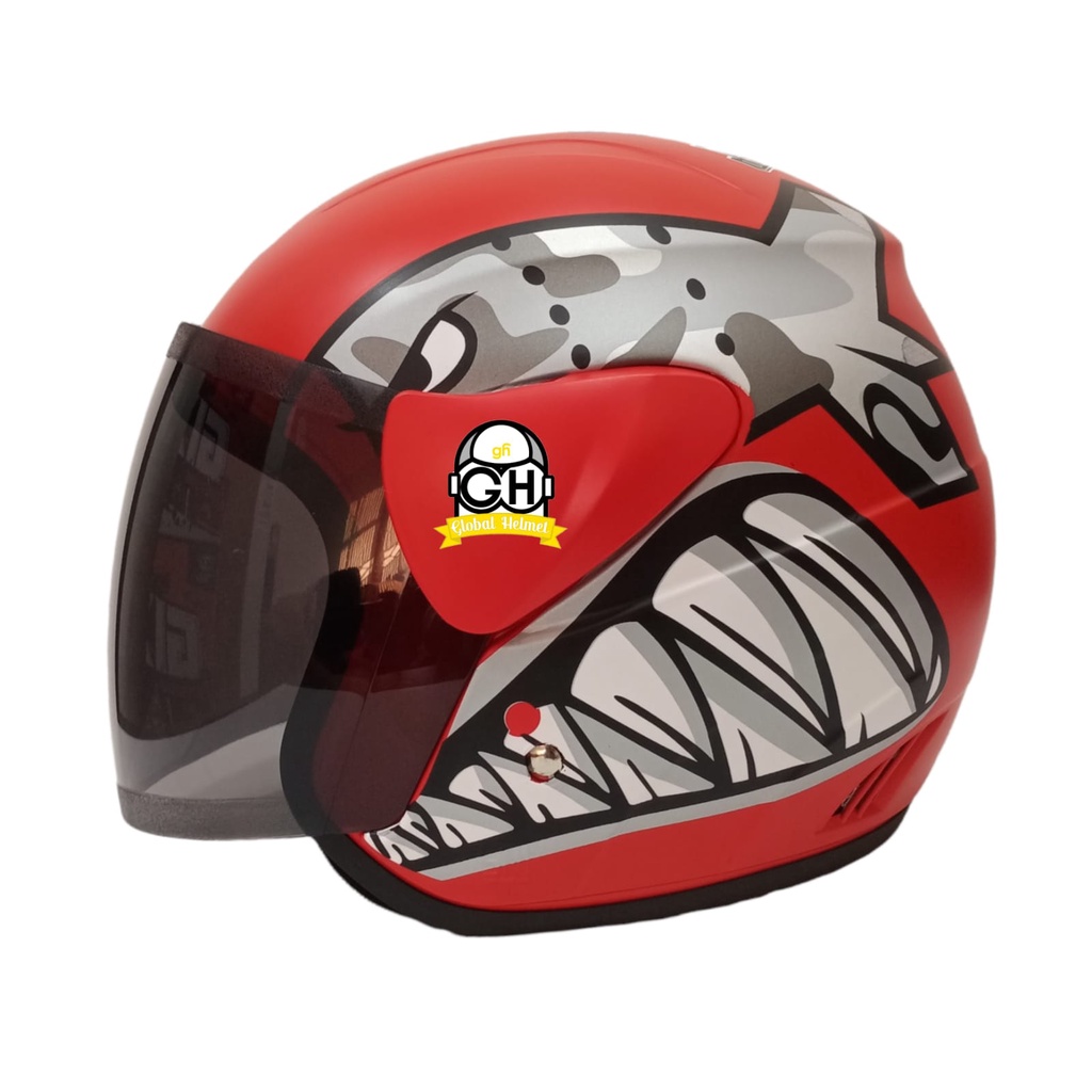 Helm Evo Half Face Model Seperti Helm GM Evolution Motif Bullet Red Doff Murah PREMIUM -Bukan Helm GM original Kyt Ink Zeus