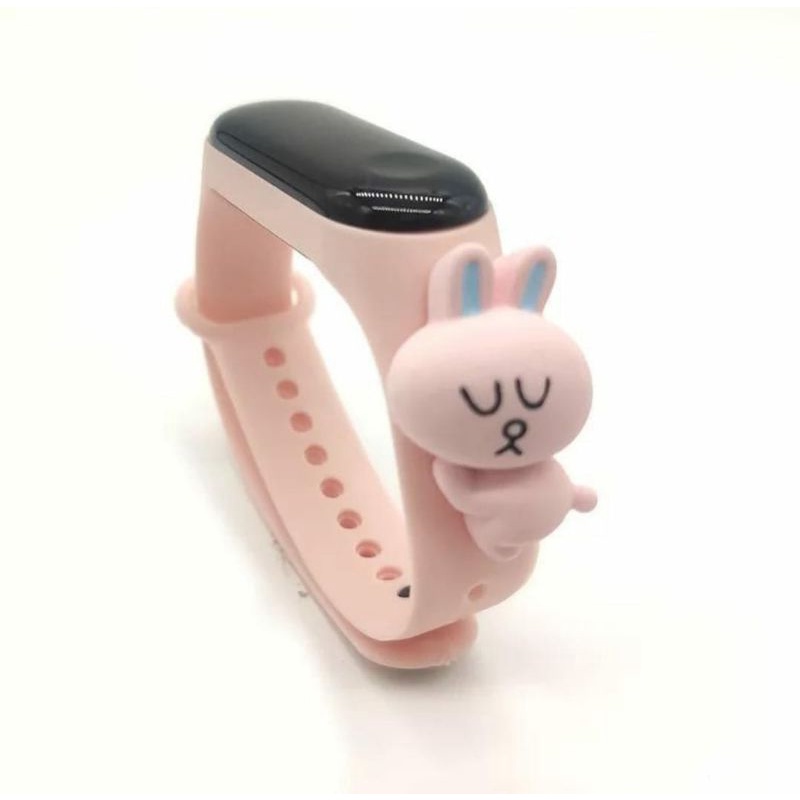 Jam tangan anak Elektronik LED display Tahan Air karakter motif kartun lucu  bahan rubber-Pink Cony