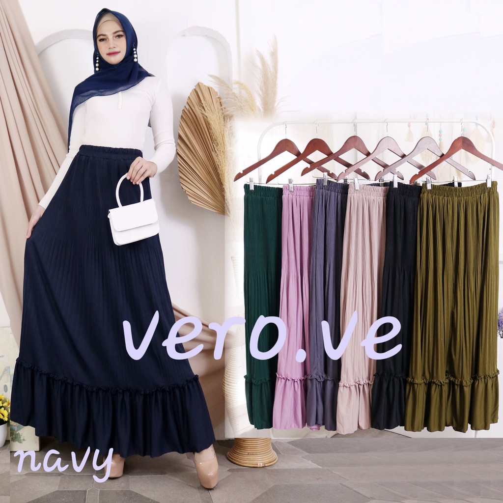 Rok panjang Plisket Lidi Cabang Rok muslim/Mayung/Payung Longgar/jumbo Bawahan Terbaru Termurah Terlaris-1