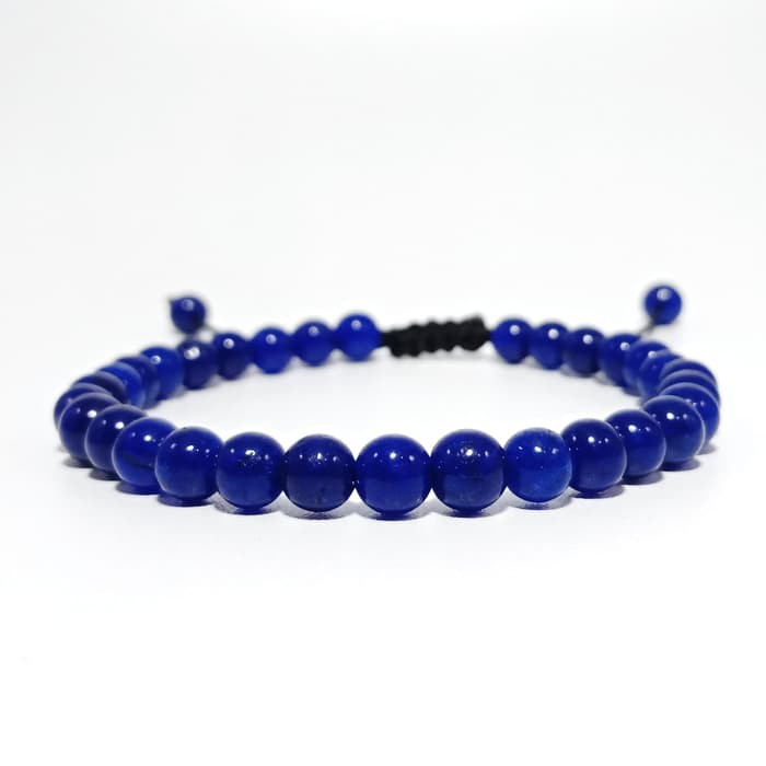 Gelang Batu Giok Biru Dim 6mm Dan 8mm Tali Shambala