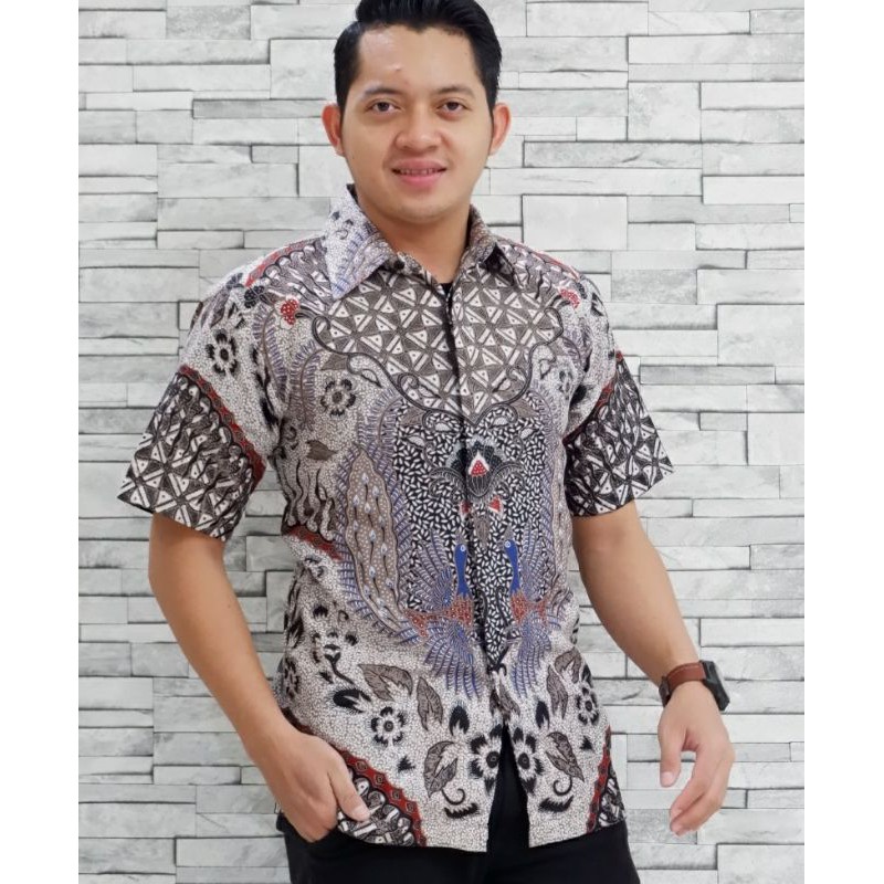 nisastylish kemeja batik lengan pendek batik kerja pria big size