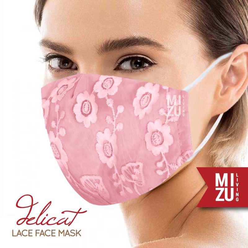 [SALE] MIZU DELICAT Lace Face Mask Embroidery Masker Renda Kain Organza Bordir 3Ply Cuci REUSABLE