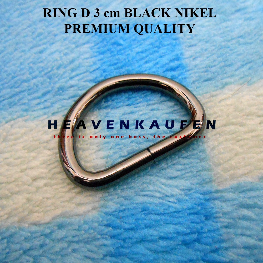 Ring D Tas 3 cm Black Nikel Tebal 4,5 mm Kualitas Premium