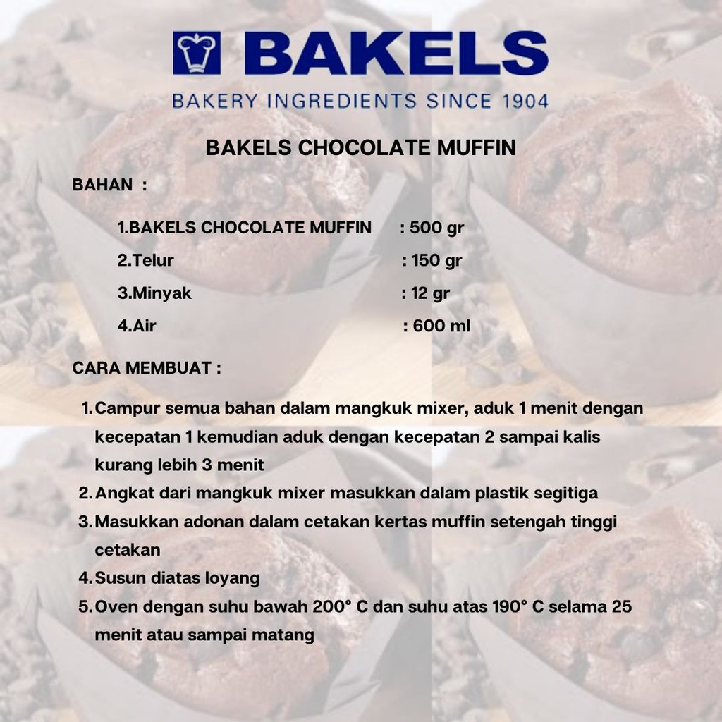 Bakels Premix Red Velvet, Chocolate Muffin, dan Low GI Multiseed kemasan 1Kg ( Repack )