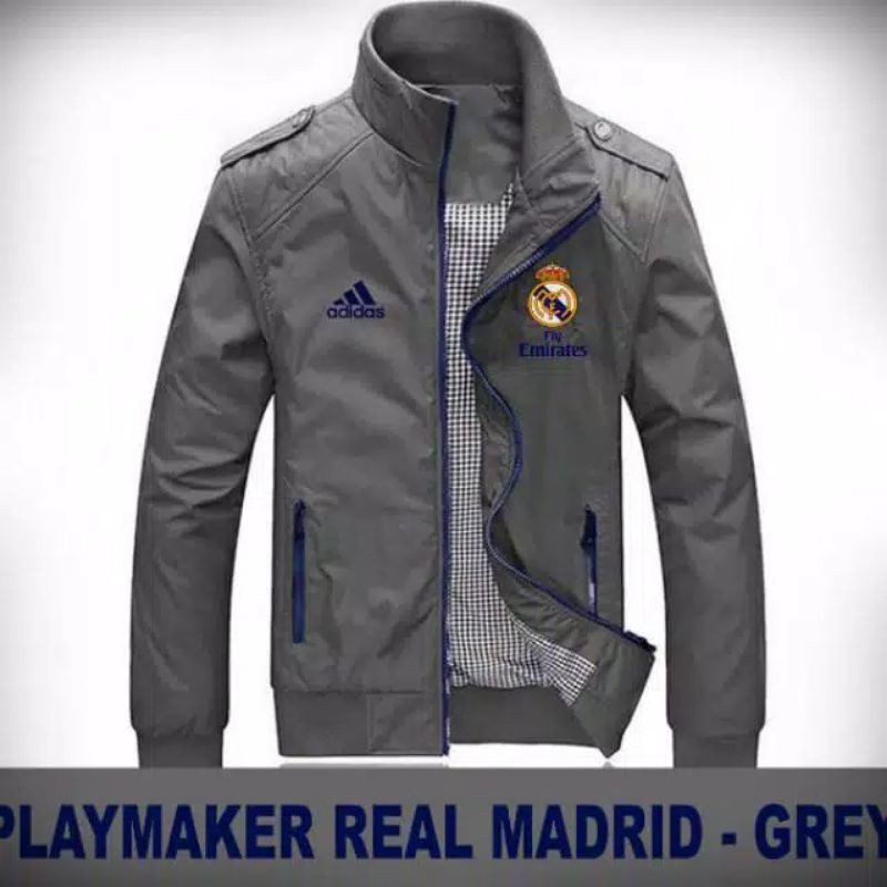 JAKET PLAYMAKER ORIGINAL PRIA WANITA REAL MADRID GREY