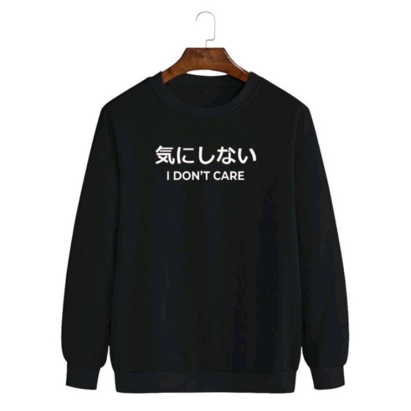 Sweater Crewneck i don't care pria wanita terlaris