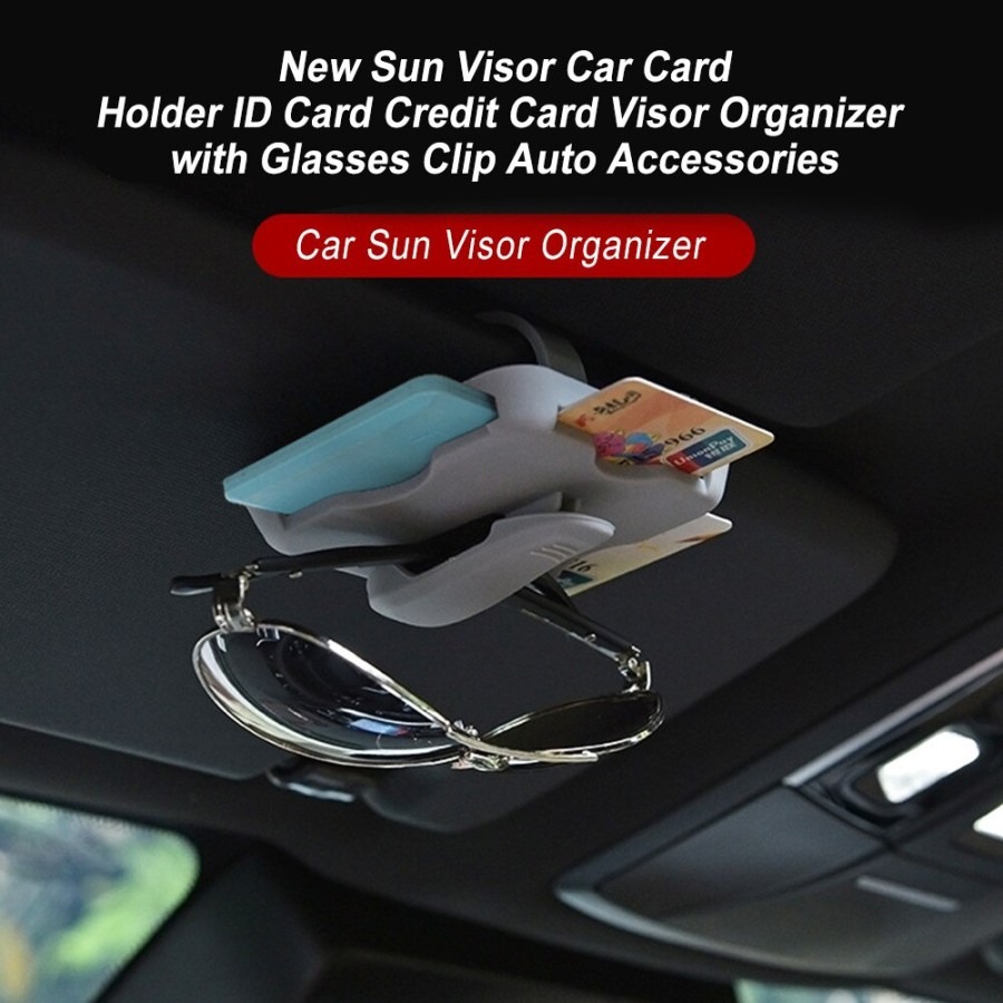 Holder Sunvisor Jepit 3 KARTU 1 KACAMATA eToll Organizer 640