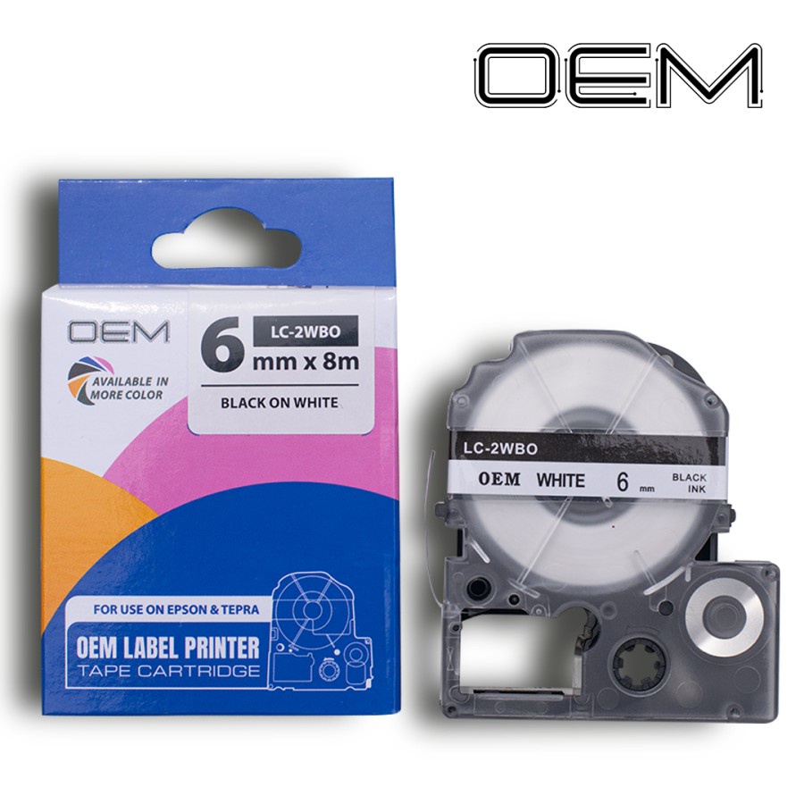 LABEL TAPE 6mm X 8m FOR USE ON EPSON LABELWORKS (OEM)