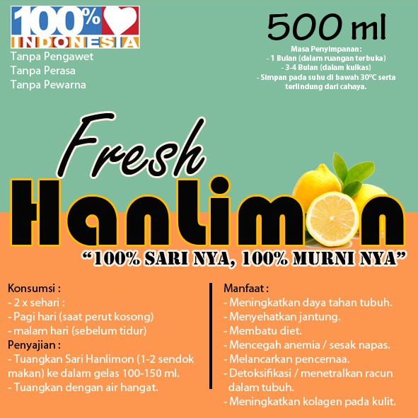 Fresh Sari Lemon Murni 100% Original Kesehatan dan Diet - California  | Hanlimon