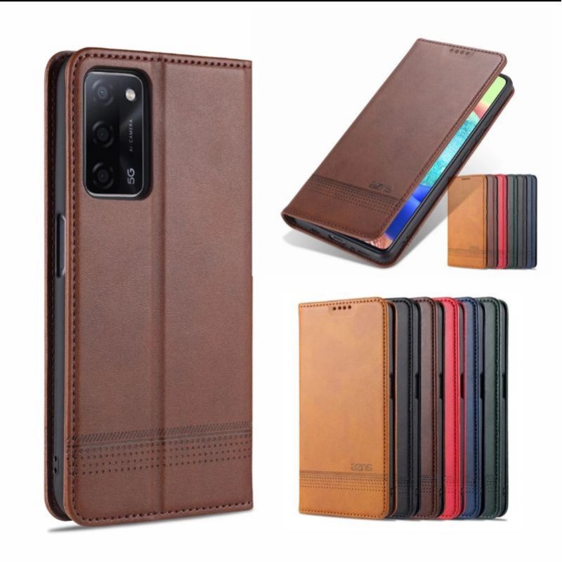 case oppo reno 5 / reno 6 5G /A74 / A54 / A54 5G flip dompet lipat kulit slot kartu original casing
