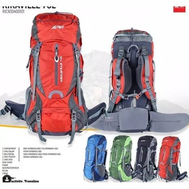 TAS GUNUNG CARRIER BACKPACK HIKING REI KEIRAVILLE ORIGINAL 70L