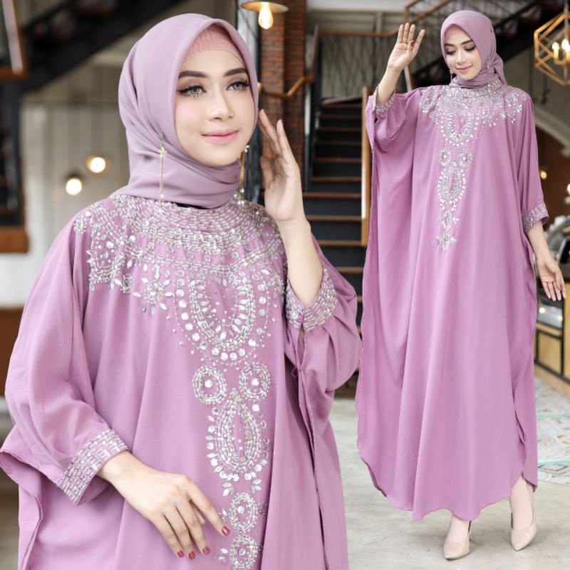 Kaptan Maharani Jumbo Baju Gamis Wanita Muslim Terbaru 2022 Model Polos Bordir Kaftan Bahan Ceruty B
