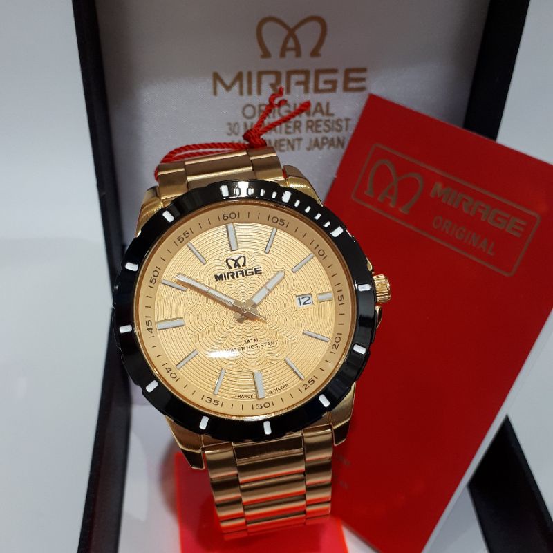 Jam Tangan Mirage 8549 BRP Original Gold Pria Wanita Couple