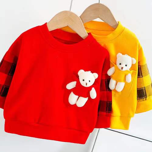 KF CAT Setelan Anak Laki Laki Import/ Setelan Sweater Lengan Panjang Pocket Bear + Jean Panjang Model Jogger Gaya kasual  Untuk Usia 1-4 Tahun