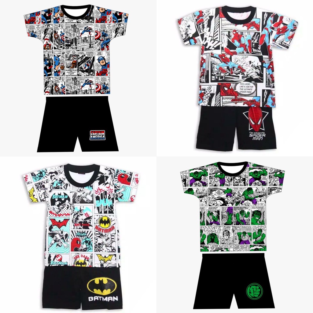 BAJU STELAN SUPERHERO MOTIF KORAN PAKAIAN ANAK LAKI-LAKI TERBARU