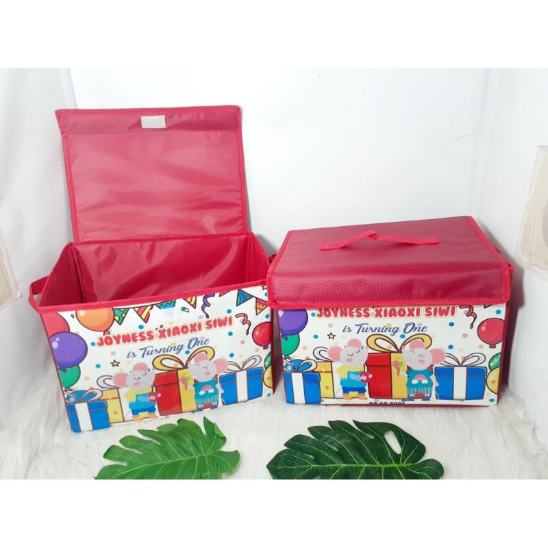 Tas Ulang Tahun Toy Box Mainan Anak Custom Nama Desain Lapis Karton Tebal
