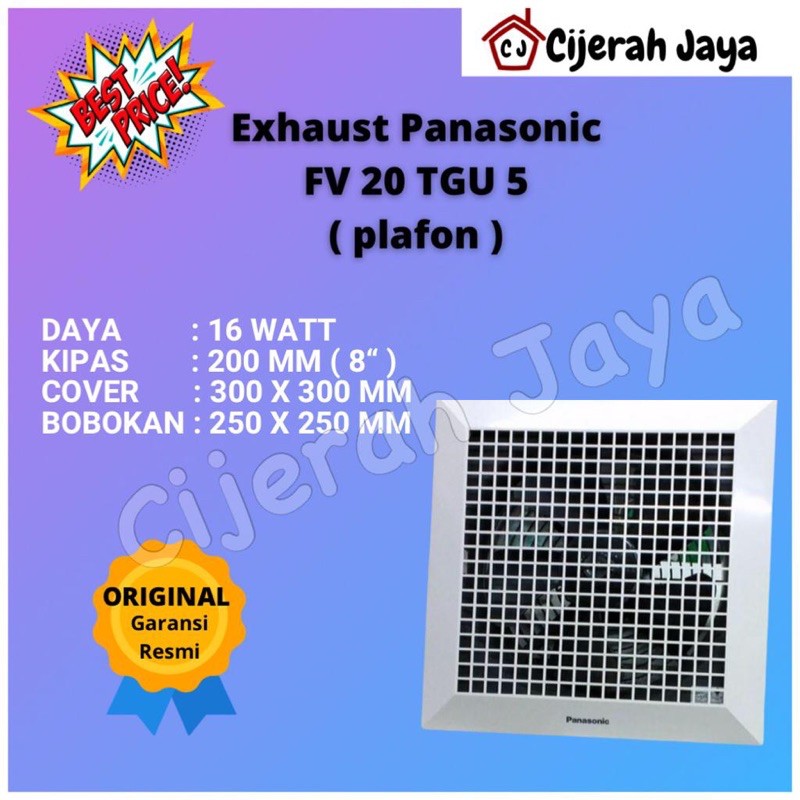 Hexos Exhaust Plafon Ventilating Fan Panasonic FV 20 TGU5 / FV-20TGU5 / FV20TGU5 Kipas Angin Listrik