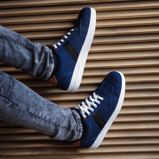 Ian Navy | Sepatu Sneakers Pria Casual Polos Original Putih Cowok Ori Footwear | FORIND x ARF