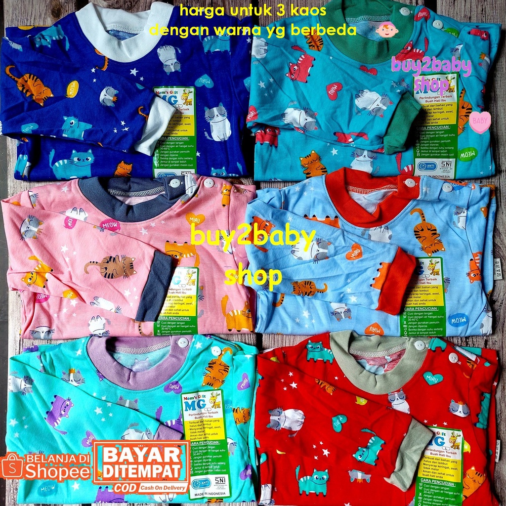 Baju bayi kaos lengan panjang moms gift full print motif Moms Gift usia 0-24 Bulan 3 kaos