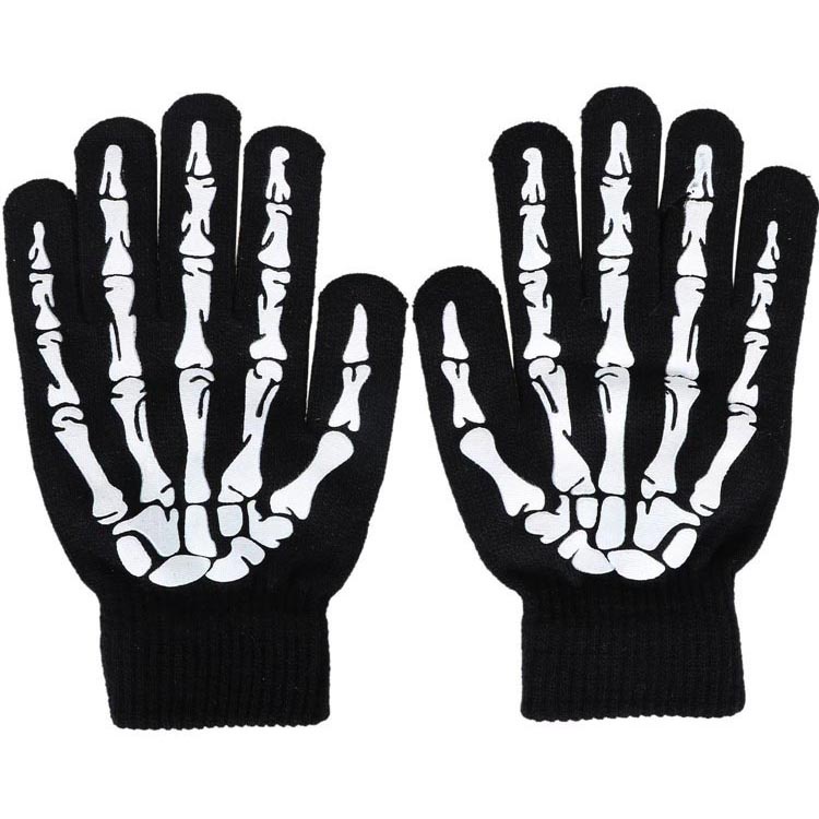 Sarung Tangan Untuk Smartphone Touch Glove Skull Skeleton Design - Black