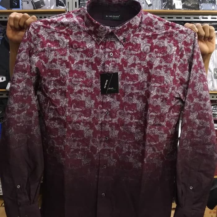 Dijual KEMEJA ALISAN SLIMFIT PRINTING SEMI BATIK ABU LENGAN PANJANG Limited