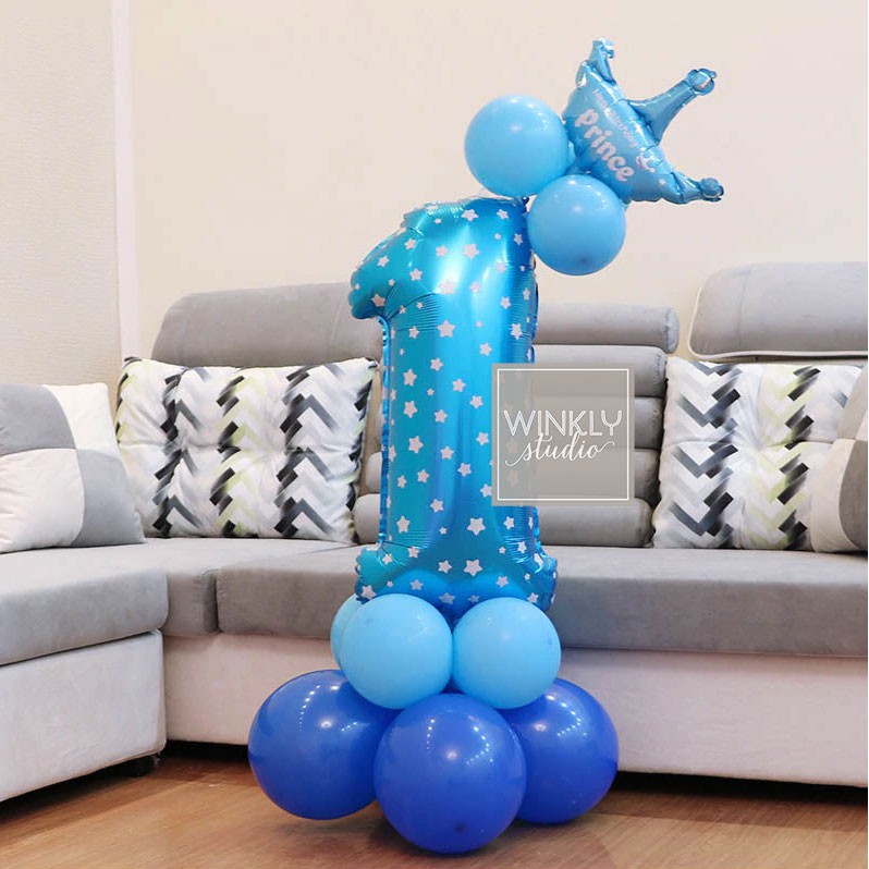 Balon Angka 100cm Warna Biru