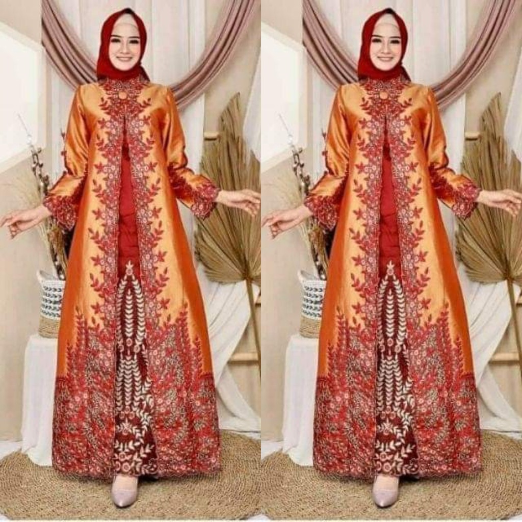 Gamis Mouza pelangi Jaya original bahan tafetta bordir-K