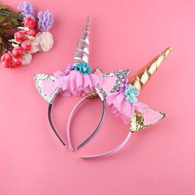 Bando Unicorn Warna Pink Silver Terlaris Aksesoris Bandana Anak Lucu Gemas Pita Kunciran Unicorn