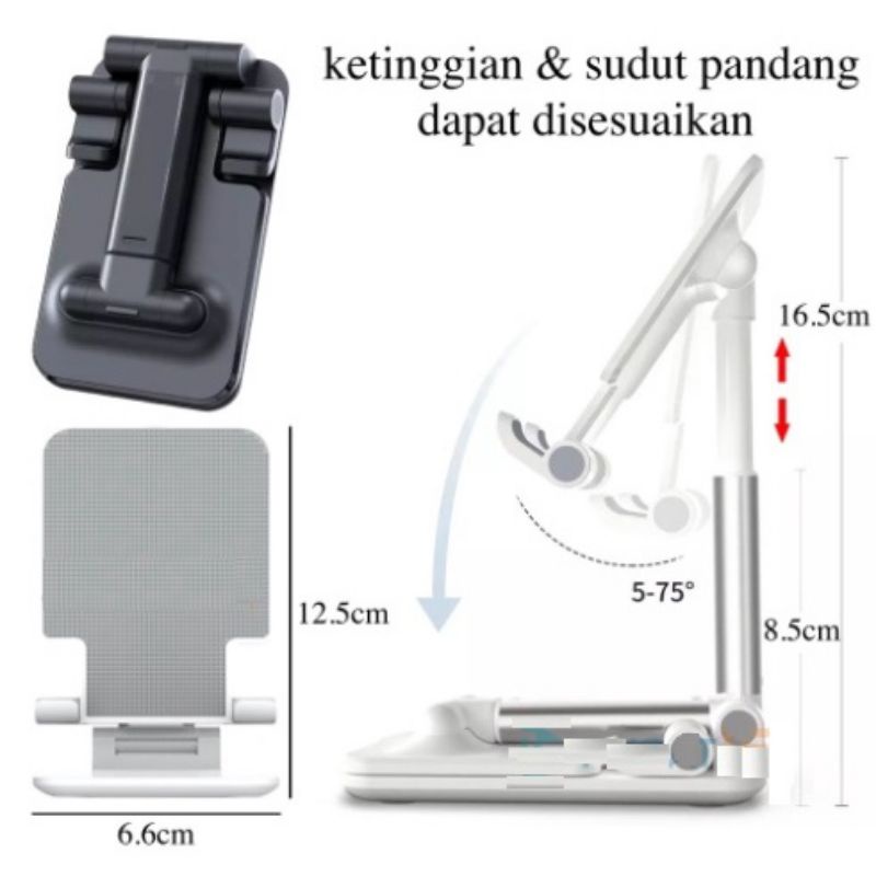 Dudukan Hape HP Di Meja Folding Desktop HD23 L-305 Phone Holder Tablet Tab Ipad / Stand Holder Lipat HP / Stand Handphone Universal