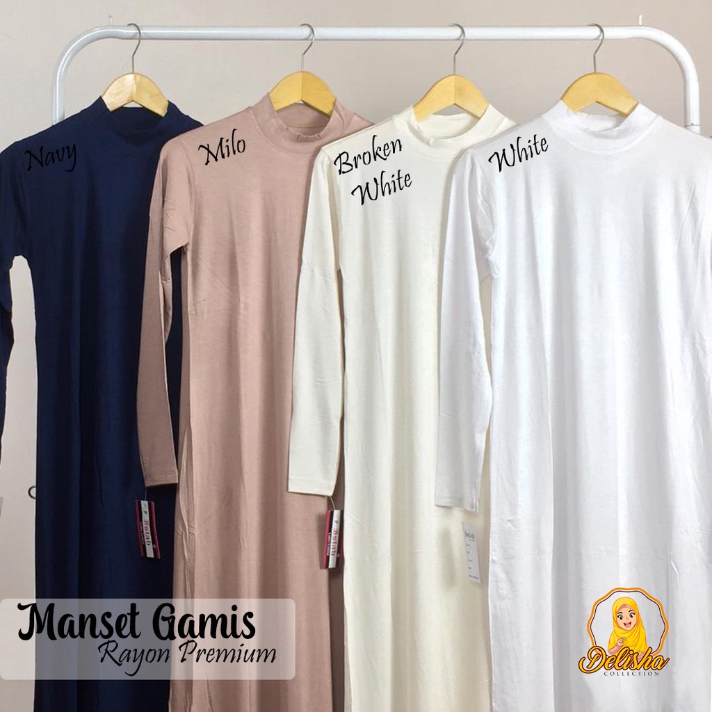 Inner Dress Lengan Panjang Rayon Super Premium Standard &amp; Jumbo /Manset Gamis Kaos Rayon Dalaman Gamis