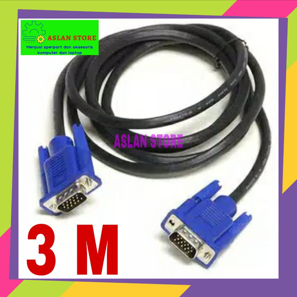 KABEL VGA 3M Male to Male Standard High Quality 3 Meter