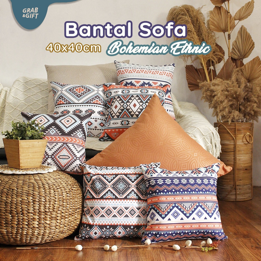 Bantal Sofa Print Motif Bohemian Ethnic 40x40 cm Pillow Cushion