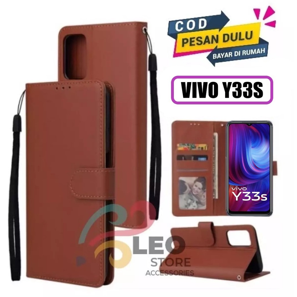 DOMPET HP UNTUK VIVO Y33S (2021) NEW LEATHER FLIP CASE VIVO Y33S (2021) NEW