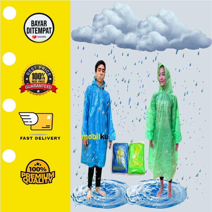 [BISA COD] Setelan Jas Hujan Plastik Poncho Ponco Raincoat Travel Ringan Event MURAH Tebal GOjek Grab Motor Sepeda