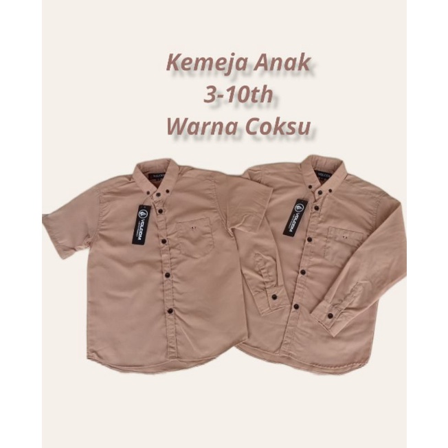 KEMEJA ANAK POLOS WARNA COKSU/KEMEJA DISTRO 3-10TH/KEMEJA ANAK LAKI-LAKI
