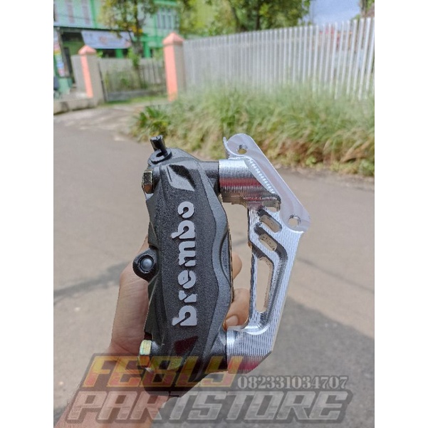 KALIPER BREMBO M432 K50 IMPORT SET BREKET PNP SHOCK NINJA R DISC 300 MM NINJA RR DISC 320 MM CALIPER