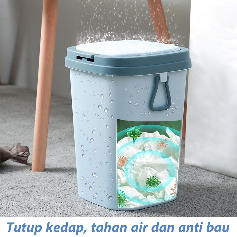 Letyeah &amp; Kaizenliving Tempat Sampah Plastik Dengan Tutup / Tong Sampah Rumah Dan Dapur Portable /Trash Bin 8L